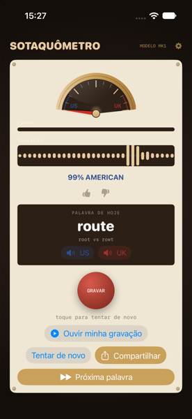Sotaquômetro — resultado 99% American